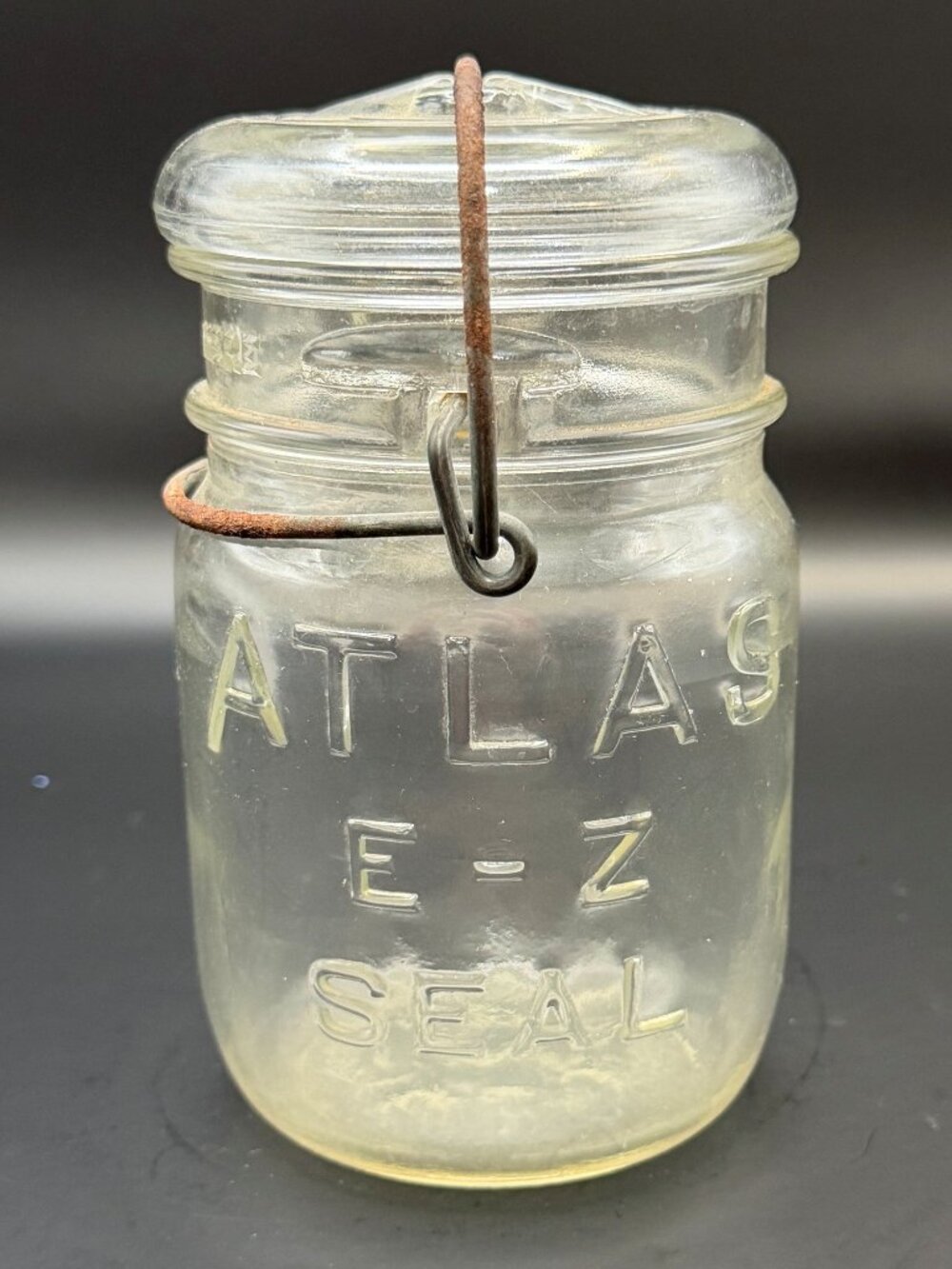 Vintage Atlas E-Z Seal Glass Canning Jar with Lid & Wire Bail